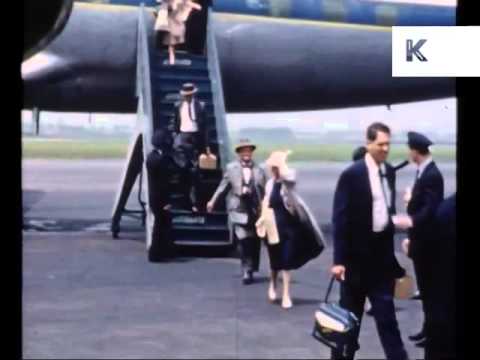 1958 New York Airport, Glamorous Arrivals, Travel, Rare Colour Home Movie Shots