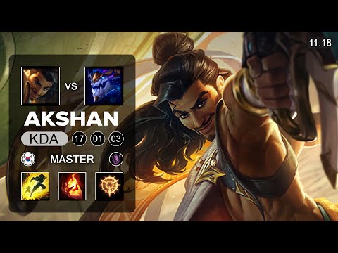 Akshan Mid vs Aurelion Sol - KR Master - Season 11 Patch 11.18