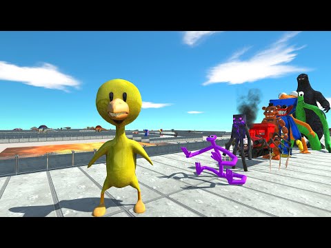 Rainbow Friends Yellow LAVA DEATH RUN - Animal Revolt Battle Simulator