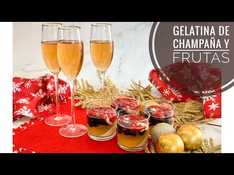 GELATINA DE CHAMPAÑA Y FRUTAS