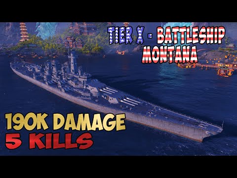 World of Warships | Montana | 5 KILLS | 190K Damage - Replay Gameplay