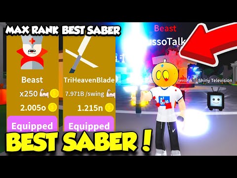 I GOT THE MOST EXPENSIVE SABER AND MAX BEAST RANK IN SABER SIMULATOR UPDATE!! (Roblox)