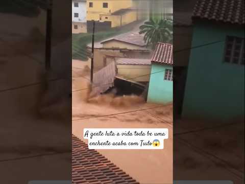 Enchente encobri bairro  inteiro 😱#enchente #minasgerais #juizdefora