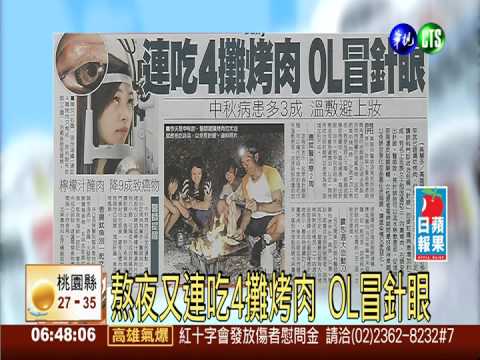 熬夜又連吃4攤烤肉 OL冒針眼