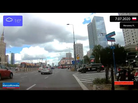 Driving through Warszawa (Poland) Centrum 7.07.2020 Timelapse x4
