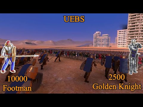 10000 Footman vs 2500 Golden Knight | Ultimate Epic Battle Simulator |