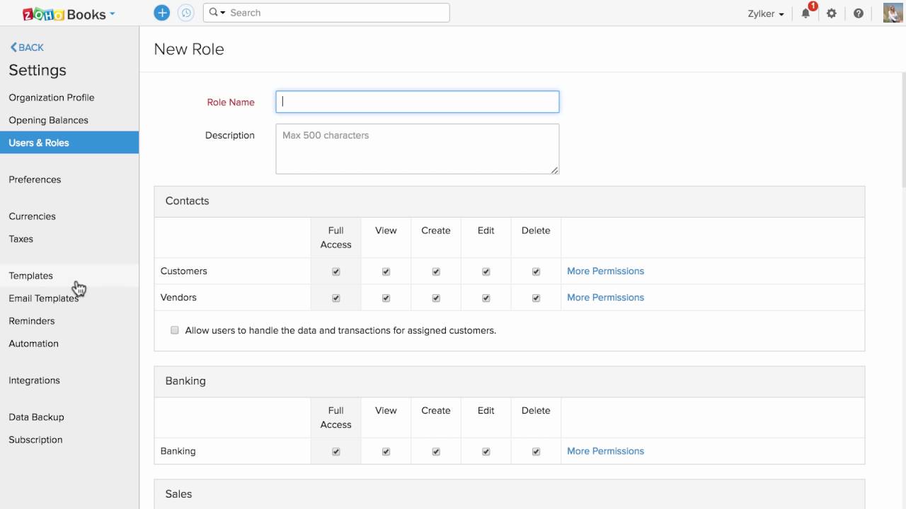 Zoho Books - Other Features and Integrations