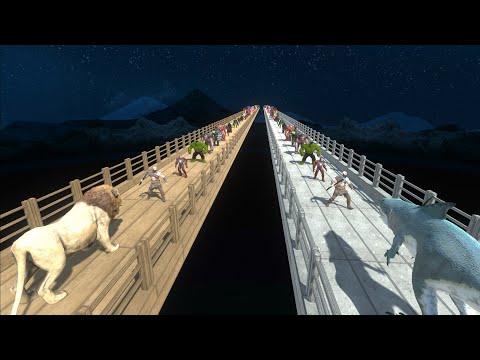 KING LION VS KING SHARK LAVA DEATH RUN - Animal Revolt Battle Simulator