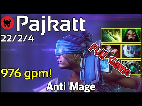 976 gpm! Pajkatt plays Anti Mage!!! Dota 2 Full Game 7.20