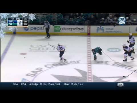Full OT Brent Burns goal 3-2 St. Louis Blues vs SJ Sharks Dec 20 2014 NHL