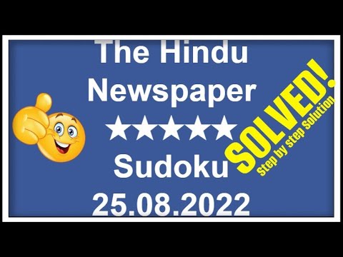 🔴How to Solve The Hindu Newspaper 5 Star Sudoku August 25, 2022 | Step by Step Solution |★★★★★