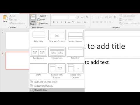 How to Import Slides from Another Presentation File into Powerpoint 2016/2019