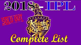 Kolkata Knight Riders KKR Official IPL 2018 Player List, Team and Full Squad Lynn, Russell, Uthappa