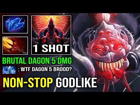 BROOD IS BACK?? WTF Dagon 5 Nonstop Godlike Broodmother EZ MMR 1 Shot Everyone Dota 2