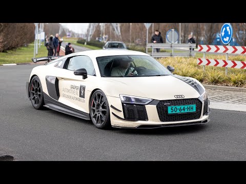 Audi R8 V10 Plus Performance Parts with Akrapovic Exhaust - LOUD Accelerations & Downshifts !