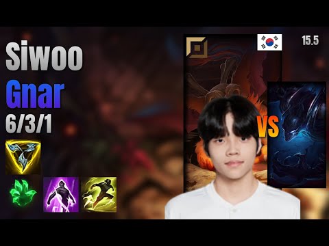 Siwoo Top Gnar vs Nocturne lol KR solo rank Full Game 15.5 | 시우 나르 vs 녹턴