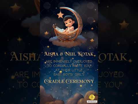 Baby Boy's Cradle Ceremony Invitation Video Card -Moon & Star Night Sky Theme Whatsapp +918879794909