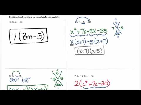 Algebra 1- Factoring Review