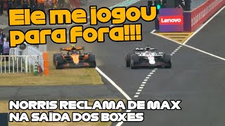 NORRIS VAI PARA A GRAMA NA SAÍDA DOS BOXES E RECLAMA DE VERSTAPPEN NO GP DO JAPÃO 2025