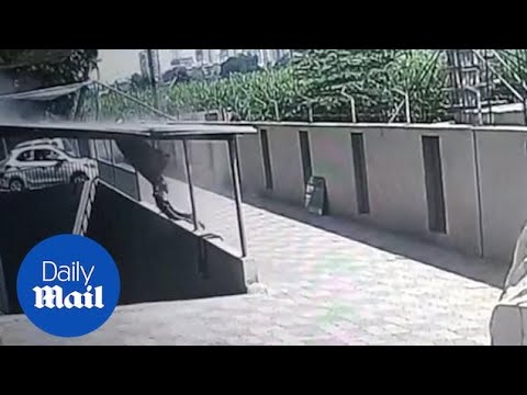 Horror moment teenager in India suffers fall from 12-story building