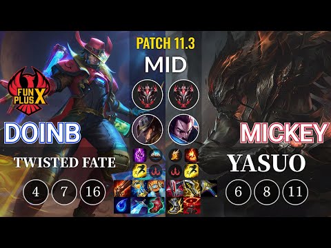 FPX Doinb Twisted Fate vs Mickey Yasuo Mid - KR Patch 11.3