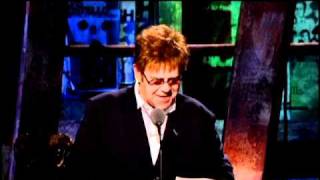 Elton John inducts Elvis Costello and the Attractions Rock Hall inductions 2003