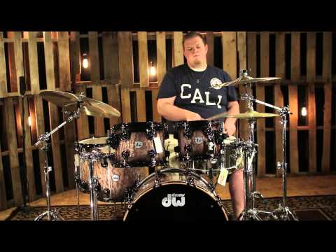 DW Drums Collectors Light Ebony To Quick Candy Black Burst Over Quilted Maple