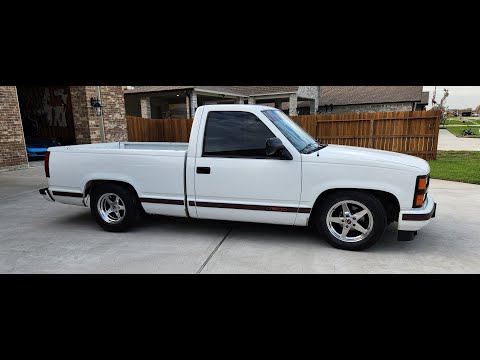 Installation of the 4/6 drop kit on my 89 OBS, and we get the wheels polished up and mounted!