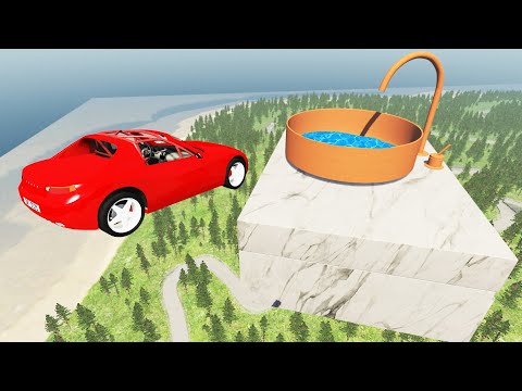Cars Jumping Into a Giant Gold Sink - BeamNG Drive | Foolish Driver