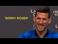 Novak Djokovic makes fun of Roger Federer 's Wimbledon 2019 Match