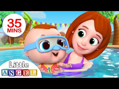 Swimming Song | Family at the Swimming Pool | Nursery Rhymes by Little Angel Video
