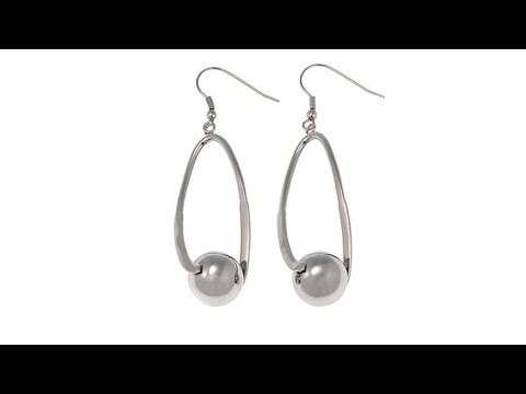 Stately Steel BallDrop 23/4" Oval Earrings