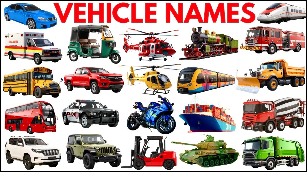 Vehicle Names | Learn 50 Vehicle Names in English with sounds | Vehicles Vocabulary #vehiclesname