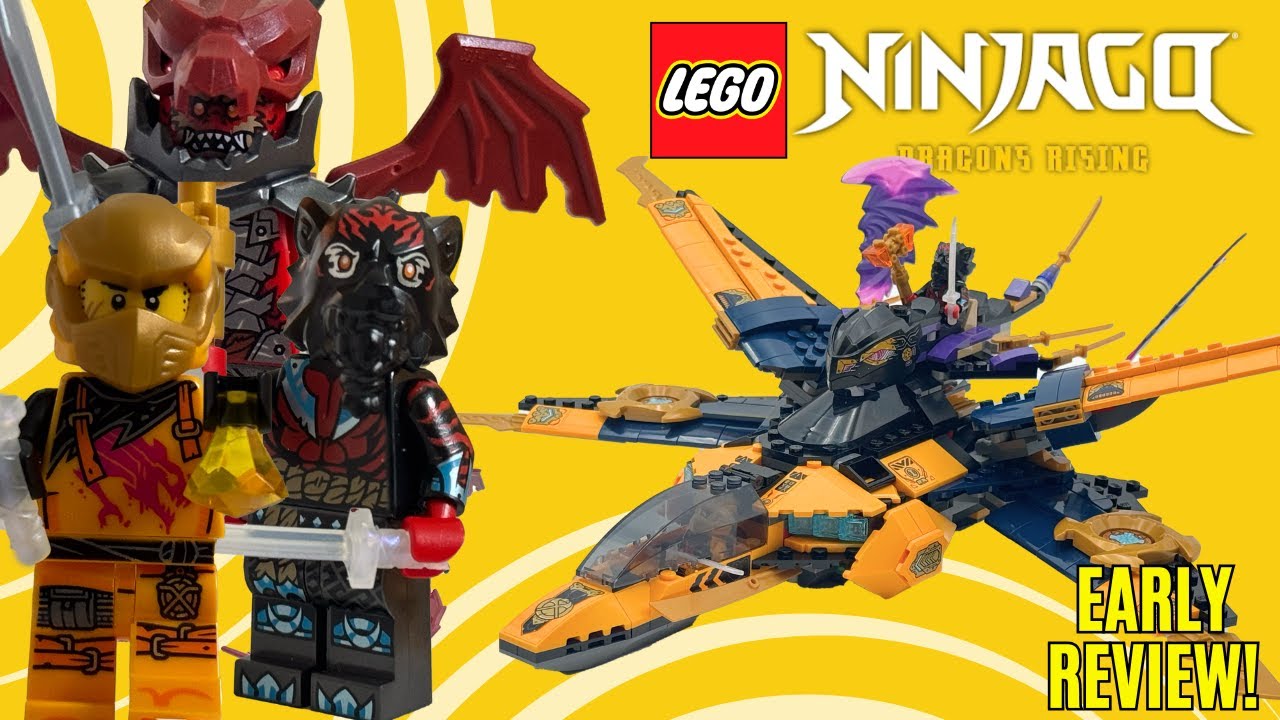YouTube thumbnail: Ras and Arin's Super Storm Jet: LEGO Ninjago EARLY 2025 REVIEW!