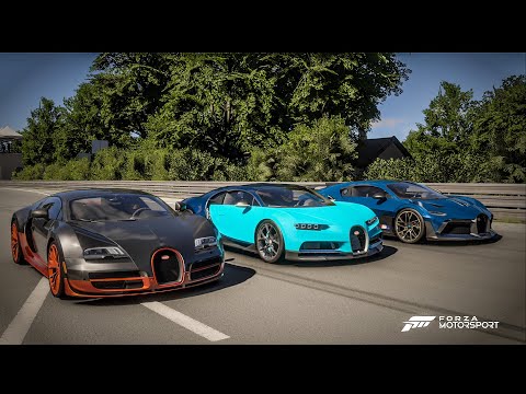 Forza Motorsport Drag Race: Bugatti Divo vs Chiron vs Veyron SS