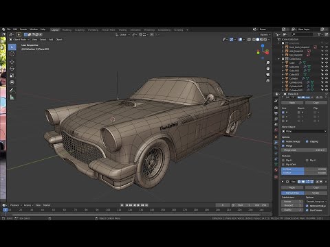 ford thunderbird 1957 modeling timelapse blender 2.83