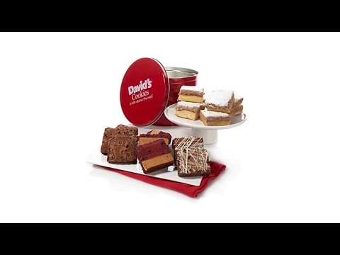 David's Cookies 16piece Brownies   Crumb Cakes in Red Tin