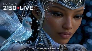 Living in 2150 | Night in the Future Utopian City | Space Ambient Trance Live 4K