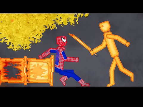 Spiderman vs Gold Human in People Playground