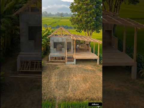 Building a cozy house by the rice field 🏠🌾 #timelapse #home #build
