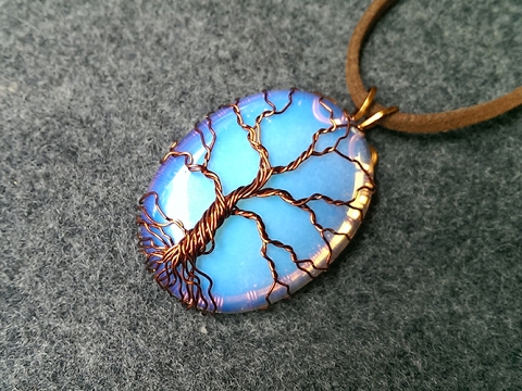 pendant "Tree of Life" with big opalite no holes - Wire Wrapping stones 206 Video