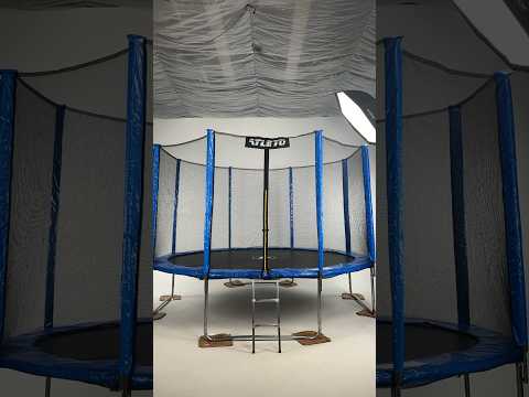 Батут детский с сеткой и стремянкой 374 см Atleto синий + подарок мячик - фото 1 - id-p2107404419