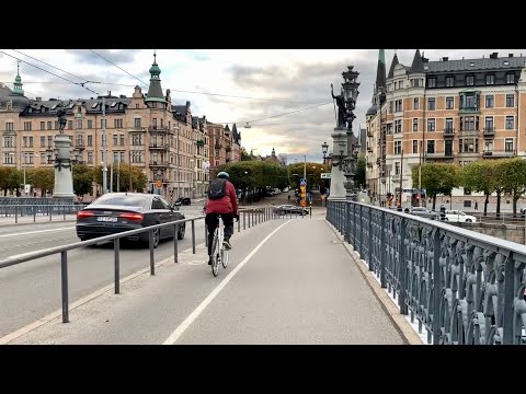 Stockholm Walks: Djurgårdsbron. Streetlife and view, walk across and under the 19th century bridge