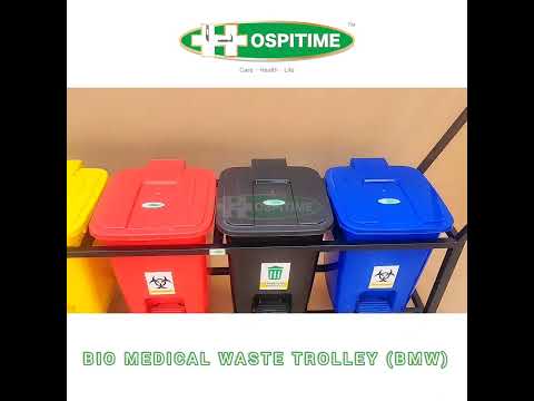 Hospitime black bio medical waste bins trolley, for hospital...