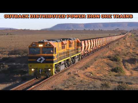 SOUTH AUSTRALIA'S ONLY DISTRIBUTED POWER IRON ORE TRAINS HAULED BY AURIZON'S ENTIRE GWB & GWU FLEET