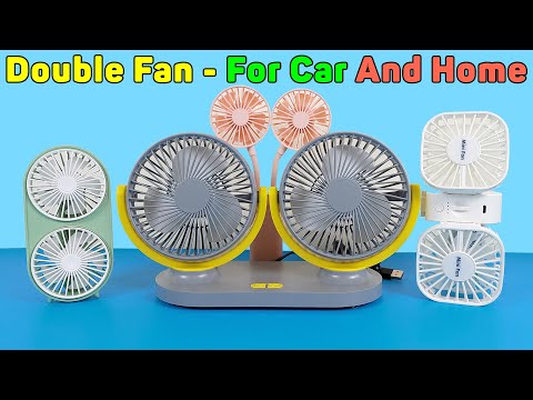 Mini-Lüfter - Doppellüfter Stärkerer Wind, für Auto und Zuhause, Klapptyp USB wiederaufladbar