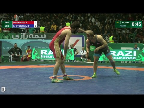 Round 3 FS - 86 kg: A. MAGAMAEV (RUS) df. D. KHUTSISHVILI (GEO) by TF, 10-0