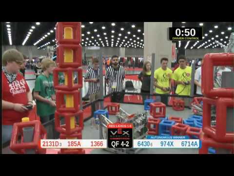 2015 VRC Tech QF4-2 - 2131D 185A 1366 vs 6430 974X 6714A - 74 to 76 - VEX Worlds 2015