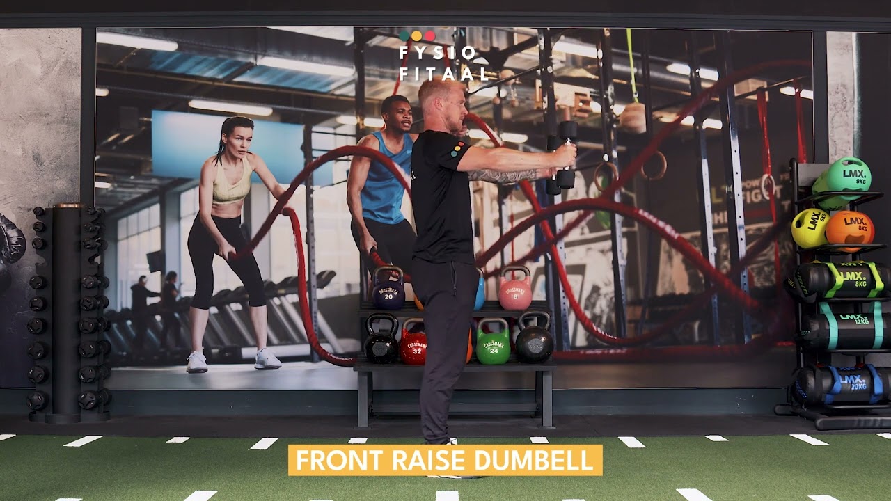 Video thumbnail: Front raise dumbell - instructional video