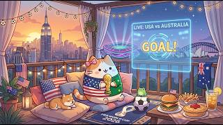 Relaxing FIFA World Cup Room with Mochi Cat ☕ Chill Lofi Beats for Study & Focus 🌃 to unwind
